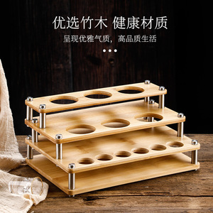 Soporte de madera para copas de vino, diseño minimalista rectangular, para almacenamiento en fiestas - Product Image 2