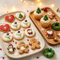 Décorations Comestibles en Sucre – Motifs Bonhomme de Neige et Sapin de Noël pour Desserts, Gâteaux et Pâtisseries ; 15 Pièces par Boîte, Embellissements DIY