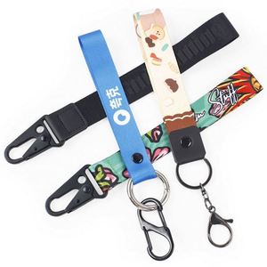 Cheap Sublimation Print Logo Tactical Webbing Keychain <b>Polyester</b> Custom Short Wrist <b>Lanyards</b> - Product Image 1