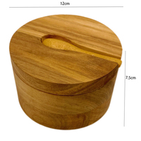 Boîte à épices moderne en bois d'acacia avec couvercle - Contenant de rangement pour assaisonnements pour l'organisation de la cuisine, sel, poivre et herbes