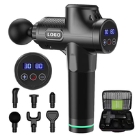 Pistolet de massage portable mini à moteur à brosse, 6 vitesses, batterie 1200 mAh, 4 têtes de massage, chargement Type-C, pour le dos, le cou, les épaules, les pieds et les muscles