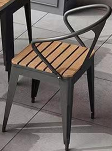 Chaise de bar industrielle en métal avec siège en bois, accoudoirs fixes, design moderne, durable, écologique, résistante à l'eau, mobilier commercial pour bar - Product Image 5