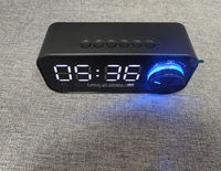 Grosir tombol Subwoofer Desktop Alarm jam LED Speaker Bass lampu malam Mini Portabel Speaker BT nirkabel