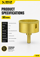 Foret diamanté pour céramique, porcelaine, marbre et granit - Scie cloche à mandrin SDS M14