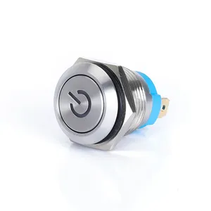 16mm 18A High Current Flat Head Momentary Metal Push Button Switch with Symbol Logo metal pushbutton switch Waterproof