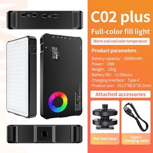 Mamen nhà sản xuất 10000mAh <span class=keywords><strong>RGB</strong></span> LED nhiếp ảnh Fill video ánh sáng Youtube máy ảnh ánh sáng và microphone Kit tùy chỉnh chất lượng cao - Product Image 6