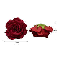 Rose artificielle en velours, toucher réel, 15 cm, tête de rose en flanelle pour la maison, l'hôtel, les mariages et Noël (vente en gros)