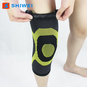 Genouillères Shiwei respirantes antidérapantes en nylon tricoté, protection sportive unisexe, jaune et bleu - Product Image 2