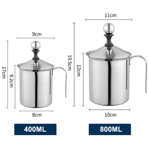 <span class=keywords><strong>Mousseur</strong></span> à lait double maille en acier inoxydable 304, pichet <span class=keywords><strong>mousseur</strong></span> à pompe manuelle pour expresso, latte, cappuccino - Product Image 4