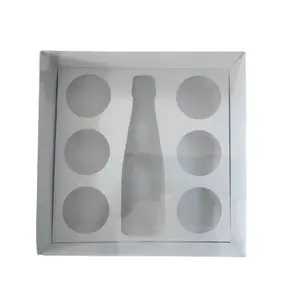 Kotak cupcake transparan 6 + kotak botol anggur Muffin kemasan Cupcake kotak titik barat grosir