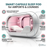 Capsule de repos insonorisée 35 dB pour aéroport, cabine de repos privée avec éclairage d'ambiance pour salon de terminal