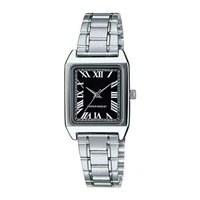 Reloj de Cuarzo Miyota Personalizable para Hombre, de Acero Inoxidable, con Correa de Cuero, Diseño Cuadrado Gótico con Puntas Decorativas, 41 mm, Números Romanos