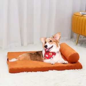 Orthopedic Foam Pet Mattress Soft Warm Anti Slip Machine Washable Cat Dog Pet Bed With Pillow