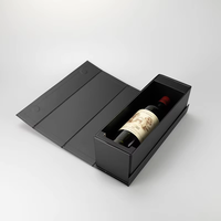 Boîte à vin pliable pour une bouteille, emballage plat en carton, boîte cadeau avec fermeture magnétique, logo personnalisé, faible MOQ, fournisseur en gros en Chine