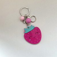 Porte-clés miroir en forme de fruits (pastèque/cerise/limon), porte-clés miroir acrylique dessin animé, breloque de sac Kawaii pour sac à dos, sac à main, clés de voiture