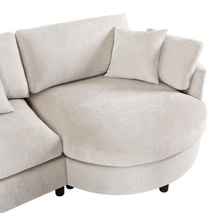 Угловой диван-секция из синели, 3 секции, изогнутый шезлонг, 3 декоративные подушки, современный дизайн, экологичный, прочный, для гостиной - Product Image 4