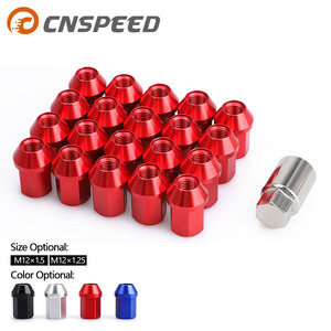 CNSPEED Écrous de roue en alliage d'aluminium M12x1.5 M12x1.25 Rouges pour amélioration des boulons de pneus de voiture - Product Image 1