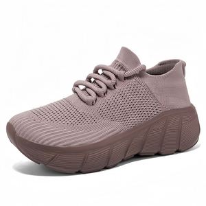 Zapatillas deportivas de malla, multicolor, transpirables, con cordones, informales, con suela gruesa, que aumentan la altura, cómodas - Product Image 5