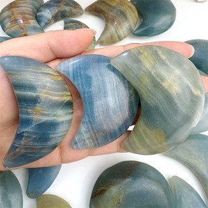 Yeni tasarım doğal kristal şifa taşı oyma el sanatları Palm taş mavi oniks ay hediyeler için - Product Image 6