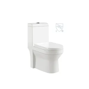 Ucuz Modern beyaz sırlı seramik tuvalet kase WC tek parça tuvalet yumuşak yakın klozet kapağı