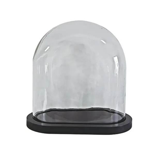 Modern Classic Home Decor Oval Glass Dome with MDF Wooden Base New Design Style for Wedding Display Christmas Holiday