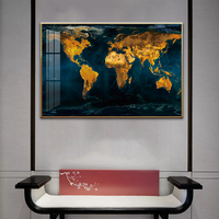 Mapa del Mundo Decorativo para Oficina, Estilo Vintage con Acabado de Madera, Decoración Náutica, Mapa del Mundo Moderno Enmarcado