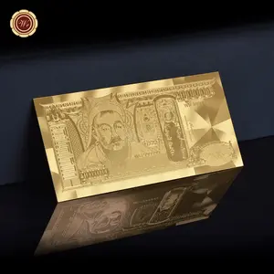 Wholesale Non-currency Collectible Mongolia Plastic banknotes Bank Note Bills 24k Gold Banknote