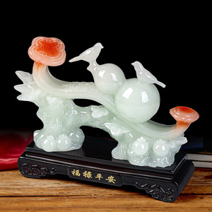 Feng Shui Gourd <b>Ornament</b> Resin Craft For Living Room Home Decoration Chinese New Year Gift Good Fortune Peace Prosperity Symbol - Product Image 3