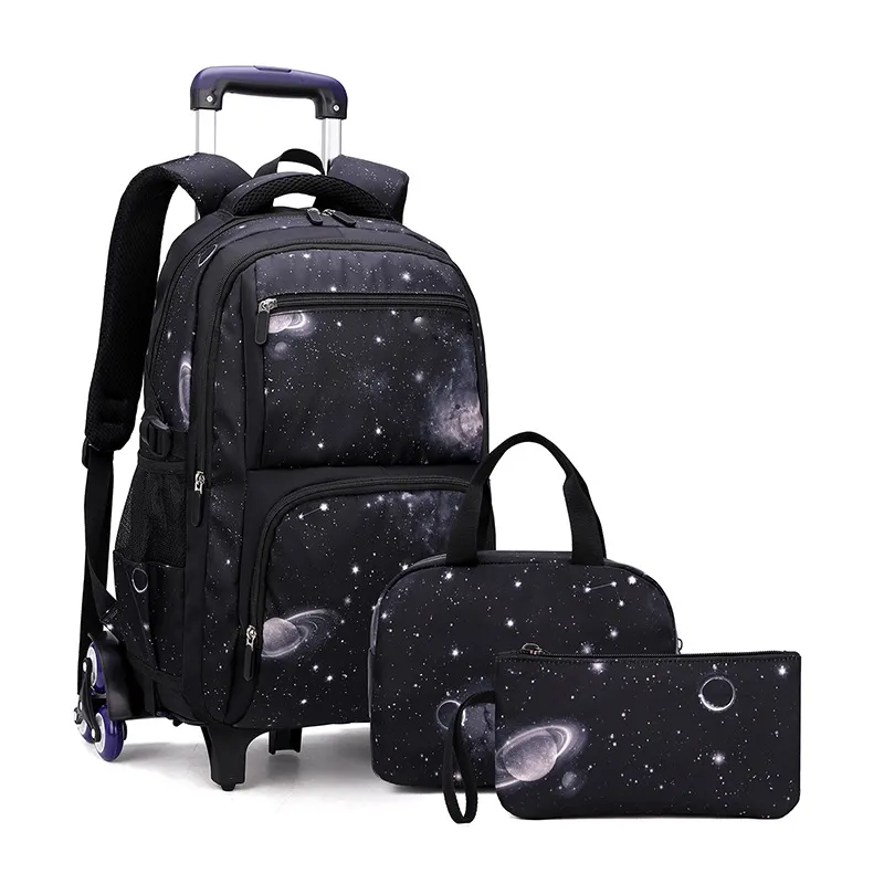 logo custom student wheel bags boys 3 set school bag school backpack with detachable trolley