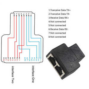 Network Coupler Adapter <b>Ethernet</b>/Internet Connection 1 to 2 RJ45 Female <b>Port</b> Splitter LAN <b>Extension</b> RJ45 Y Cable Sharing Adapter - Product Image 3