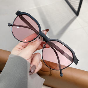 Lunettes de soleil F6-86302 pour femme, demi-cerclées irrégulières, monture noire, verres AC, type 3, protection solaire, tendance, pour l'extérieur - Product Image 3