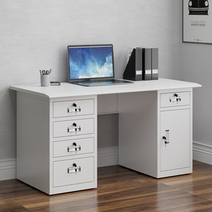 Bureau d'ordinateur en acier avec tiroirs verrouillables, poste de travail de bureau, table d'écriture en acier inoxydable pour usage professionnel - Product Image 2