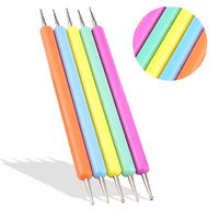 5 pièces/ensemble Double côtés en plastique poignée pointillage stylo métal Turquoise pointillage outil