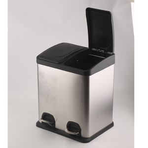 Contenedor de Reciclaje de 30L 40L <span class=keywords><strong>con</strong></span> 3 Compartimentos, Cubo de Basura Comercial <span class=keywords><strong>con</strong></span> <span class=keywords><strong>Pedal</strong></span>, Contenedor de Residuos Grande, Bote de Basura Metálico para Cocina - Product Image 4