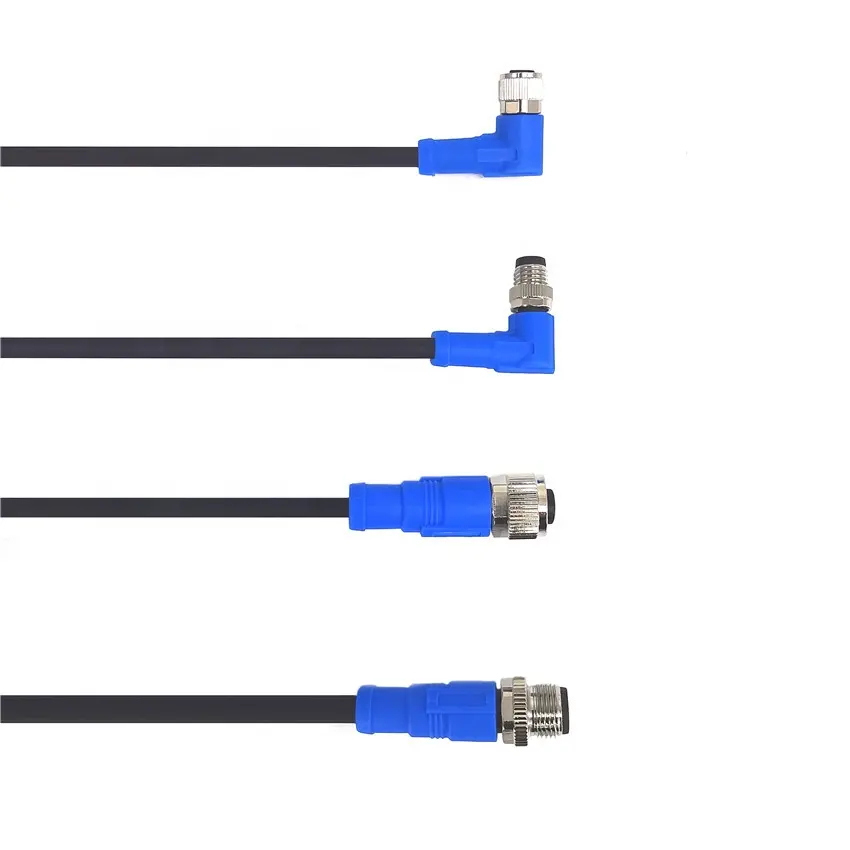IP 67 fabricant M12 câble connecteur IP67 moulage bleu longueur droite facultatif PVC PUR RVV TPU connecteur