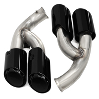 Embouts d'échappement quadruples en acier inoxydable 304, finition argent brossé noir, pour Cayenne 958 2015-2017