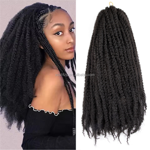 Extensions de cheveux synthétiques en fibre haute température, tresses torsadées au crochet, <span class=keywords><strong>dreadlocks</strong></span> afro crépues, style Marley, très demandées - Product Image 1