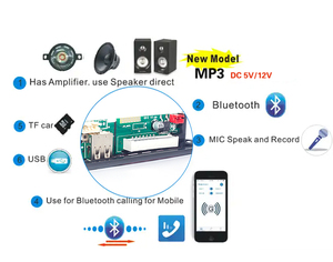 Módulo de Radio FM para coche DIY de 12V, placa decodificadora de Audio, reproductor de MP3, grabación de llamadas, USB TF para reproducción de Audio, formato FLAC, reproductor <span class=keywords><strong>Bluetooth</strong></span> - Product Image 6