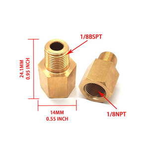 Jiax Brass Fuel Pressure Adapter 1/8Npt To 1/8Bspt <b>Thread</b> Conversion Connector For Car Oil <b>Gauge</b> - Product Image 2