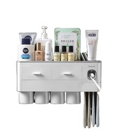 Dispensador de creme dental para parede, suporte de escova de dentes plástico para banheiro, 2021