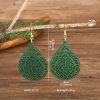 Vente en gros pas cher goutte d'eau Monstera feuille géométrique hawaïenne africaine boucles d'oreilles en bois pour les femmes