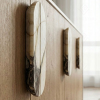 Poignée de porte et de tiroir en marbre Calacatta Viola, style luxe léger, en pierre naturelle, pour armoires et décoration intérieure