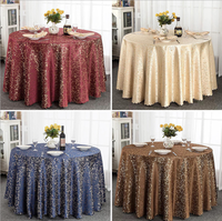 Nappe ronde en polyester jacquard floral champagne réutilisable pour banquets, traiteur, vente en gros, taille personnalisée, approvisionnement en vrac