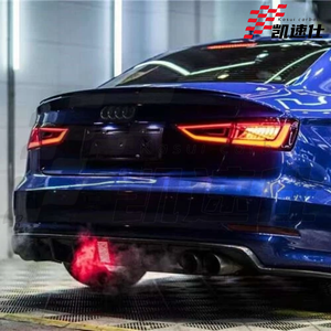 Diffuseur de pare-chocs arrière en fibre de carbone noir, sortie d'usine, kit carrosserie adapté à l'<span class=keywords><strong>Audi</strong></span> <span class=keywords><strong>A3</strong></span> S3 4 portes, lèvre arrière avec éclairage LED - Product Image 6