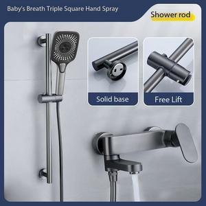 Bagno doccia in rame rubinetto di qualità in ottone valvola di miscelazione calda a doppia apertura a getto di pioggia morbido massaggio spazzolato bagno doccia tuta - Product Image 6