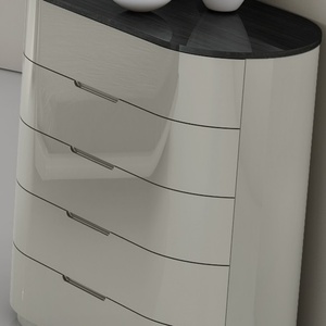 Nouvelle Arrivée Commode Moderne Blanche en Bois avec 5 Tiroirs et Plateau Ovale Brillant pour Rangement de Chambre et Utilisation dans le Salon - Product Image 2