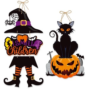 DAMAI 2025 Halloween Door Hanging Decoration Pumpkin Bat Ghost Festival Party Arrangement Paper Material Home Decoration - Product Image 2