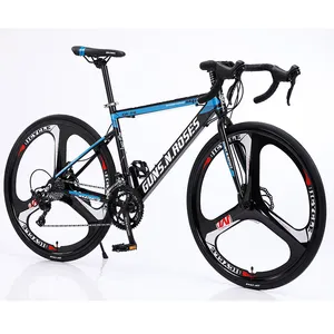 wholesale aluminum alloy disc brake bici de ruta flat bar hybrid gear cycle road bike for men women