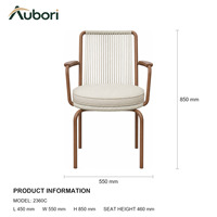 Fauteuil de salle à manger en alliage d'aluminium haut de gamme avec coussin moelleux, chaise de jardin pour terrasse extérieure, jardin, restaurant, café