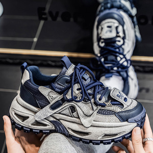รองเท้าผ้าใบผู้ชายเพิ่มความสูง สไตล์ลำลองสุดหรู ดีไซน์พื้นหนา ทรง Dad Shoes แฟชั่นฤดูใบไม้ร่วง สไตล์นักศึกษา ส้นเตี้ย ของแท้ - Product Image 4